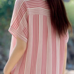 Casual Half Placket V-Neck Short Sleeve Shirt - liwisi
