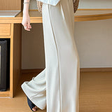 Casual Commuter Center Pleated High Waist Wide Leg Pants