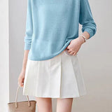 Casual Hollow‑Out Spliced Ribbed Knit Sweater