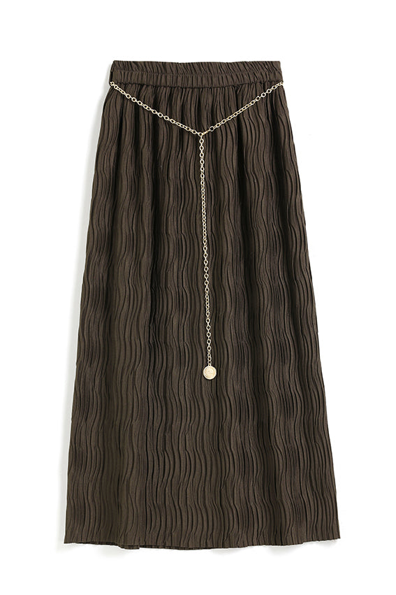 メタルベルト装飾波模様ロングスカート　4色入 - liwisi