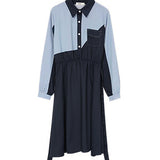 アシンメトリーひもベルテッドシャツワンピース - liwisi