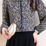 Ruffle Collar Dot Pattern Blouse