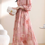 Early Autumn Exquisite Floral Long-Sleeve Dress - liwisi