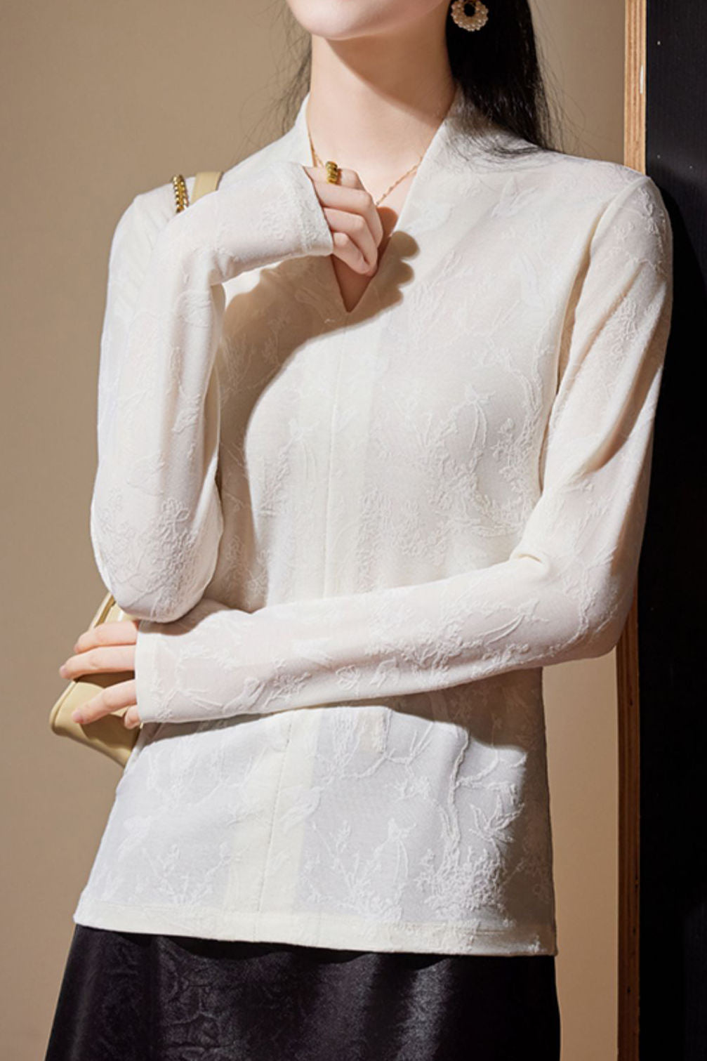 Fashionable Versatile Jacquard T-Shirt - liwisi