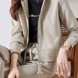 Casual Two‑Piece Set: Hooded Zip‑Up Long‑Sleeve Top & Drawstring Pants