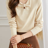 Front Ribbon Cut-Out Design Long Sleeve T-Shirt - 4 Colors Available