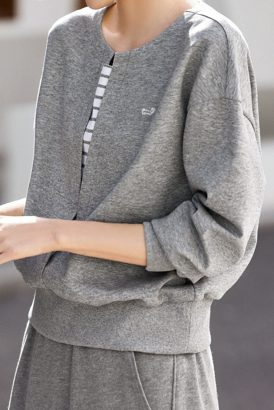 Casual Sporty Fake Two-Piece Striped Hoodie - liwisi