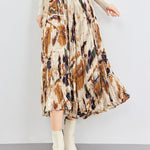 Early Autumn Versatile Pleated Floral Skirt - liwisi