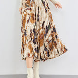 Early Autumn Versatile Pleated Floral Skirt - liwisi
