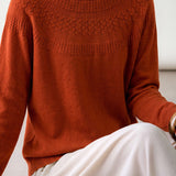 Casual Vintage Circular Woven Texture Knit Top
