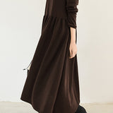 Round Neck Simple Long Maxi Flare Dress - 5 Colors Available