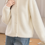 Elegant Solid Pearl Button Cardigan