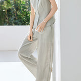 Round neck sleeveless top and long pants set