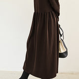 Round Neck Simple Long Maxi Flare Dress - 5 Colors Available
