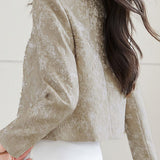 Exquisite Commuter Crew‑Neck Long‑Sleeve Coat With Subtle Jacquard