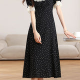 French Elegant Floral Dress With Ruffled Collar