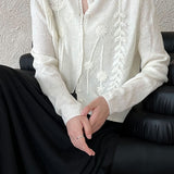 Exquisite Graceful Crochet Embroidered Long‑Sleeve Knit Cardigan