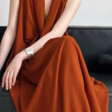 Elegant Wrap Collar Sleeveless Dress