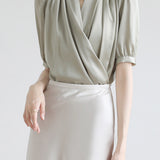 Surplice Neck Tuck-In Elegant Blouse - 4 Colors Available