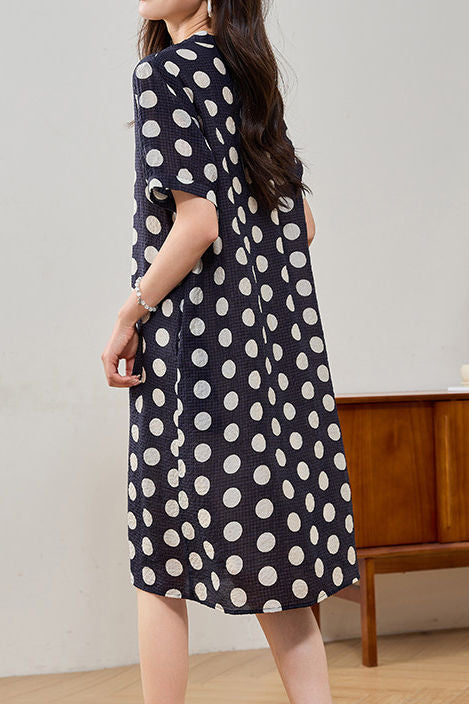 French Polka Dot V-Neck Dress - liwisi