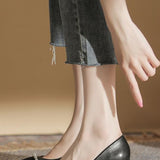 Pearl-pointed mid-heel high heels