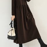 Round Neck Simple Long Maxi Flare Dress - 5 Colors Available
