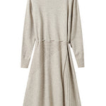 Off Neck Drawstring Flare Knit Dress - 3 Colors Available - liwisi
