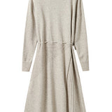 Off Neck Drawstring Flare Knit Dress - 3 Colors Available - liwisi