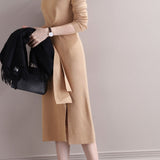 Elegant Commuter Mock Neck Tie Waist Dress
