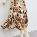 Early Autumn Versatile Pleated Floral Skirt - liwisi