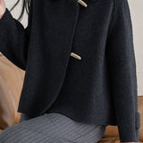 Casual Vintage Horn Button Strap Jacket