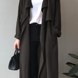 Plain Long Vintage Loose Drop Shoulder Trench Coat - 2 Colors Available