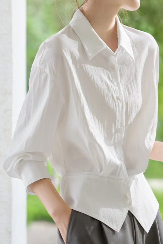 Early Autumn French-Temperament Fitted-Waist Long-Sleeve Shirt - liwisi