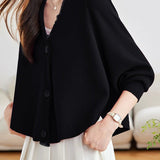 Casual Batwing Sleeve Fringed Knit Cardigan - liwisi