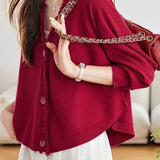 Casual Batwing Sleeve Fringed Knit Cardigan - liwisi