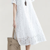 Versatile Loose-Fit Lace Dress - liwisi