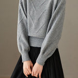 Elegant Commuter Crew Neck Beaded Long Sleeve Knit Top