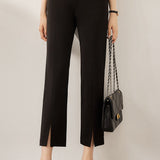 Office Draping Straight Solid Pants
