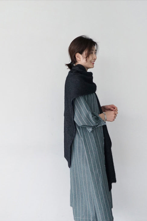 ドロップショルダーストライプ柄シャツワンピース　2色入 - liwisi