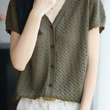 Gentle Commuter Breathable Hollow Out Knit Cardigan