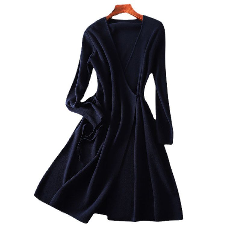 V-neck Tie-front Wrap Dress - liwisi