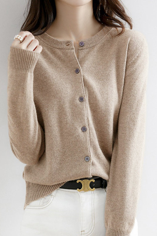 Round Neck Wool Knit Cardigan - 12 Colors Available - liwisi