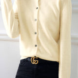 Round Neck Wool Knit Cardigan - 12 Colors Available - liwisi