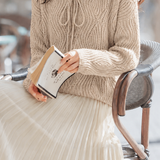 Exquisite Date‑Style V‑Neck Long‑Sleeve Knit Sweater With Tie Detail