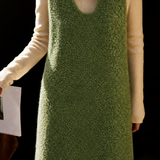 Textured Fleece U-Neck Sleeveless Dress
