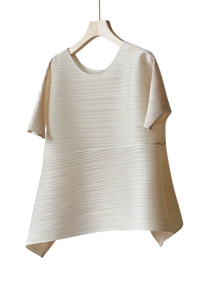 イレギュラーヘムプリーツTシャツ　5色入 - liwisi