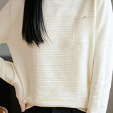 Casual Knit Top With Beads, Rhinestones, Horizontal Arrow Shadow Jacquard