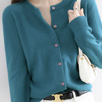 Round Neck Wool Knit Cardigan - 12 Colors Available - liwisi