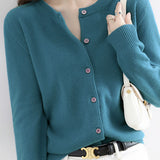 Round Neck Wool Knit Cardigan - 12 Colors Available - liwisi