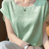 Elegant Commuter Jacquard Satin Blouse